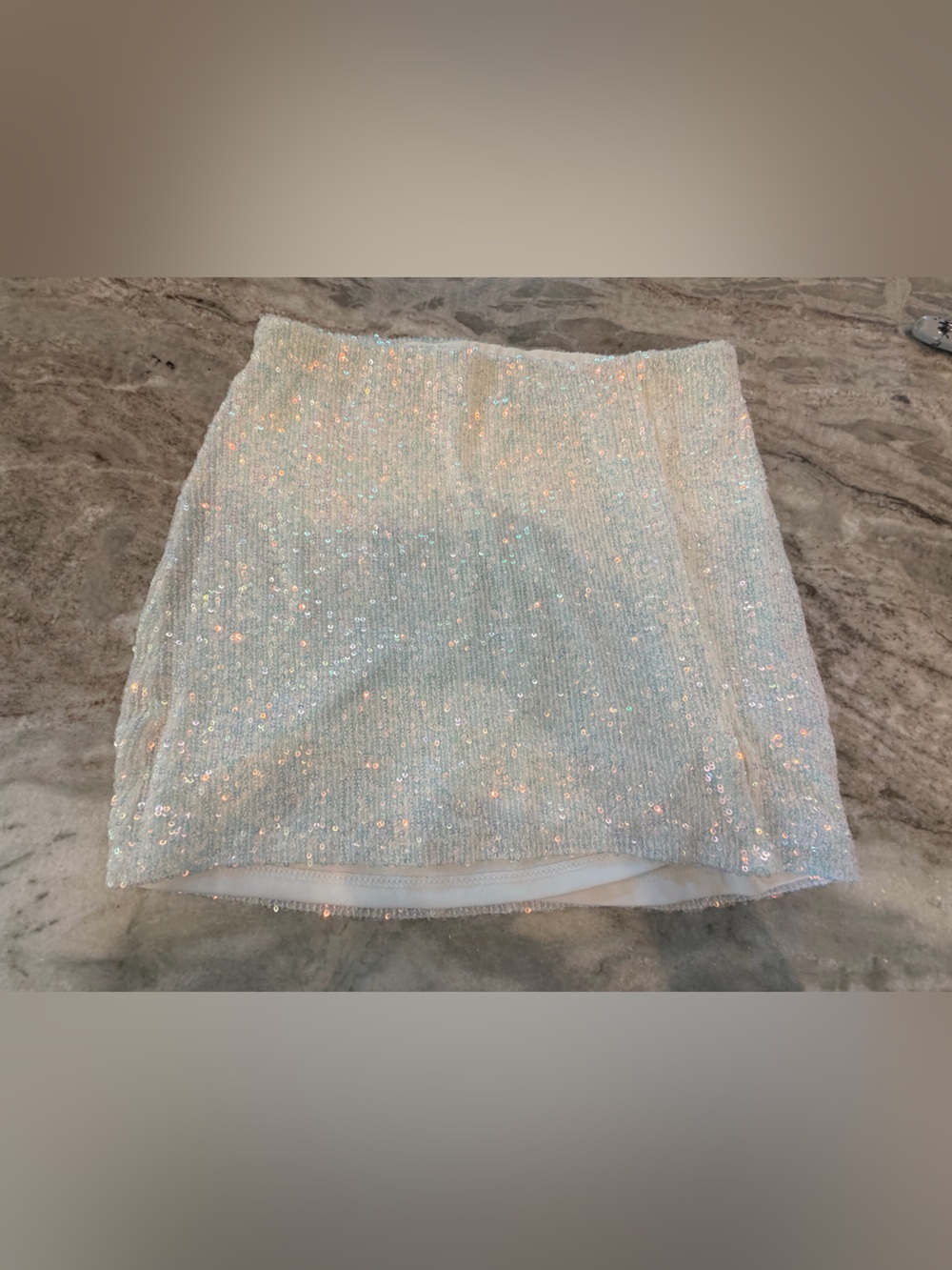 Art Class Girls Sequin Skirt L 10/12 White Iridescent Party Holiday